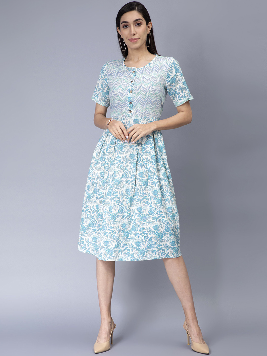 Cot'N Soft Floral Printed A-Line Cotton Dress
