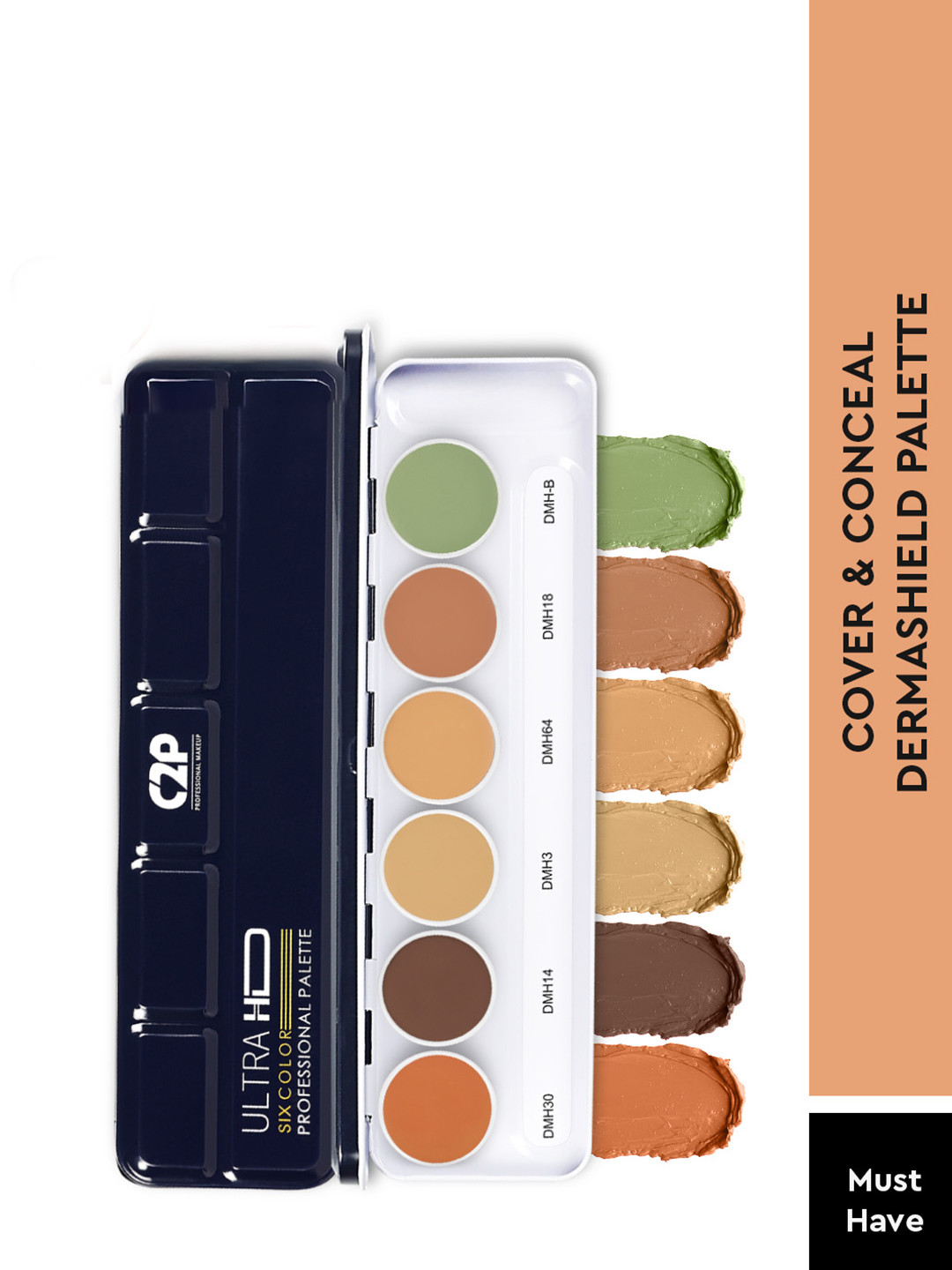 C2P PROFESSIONAL MAKEUP Ultra HD Cover & Conceal 6-In-1 Dermashield Palette - DMH
