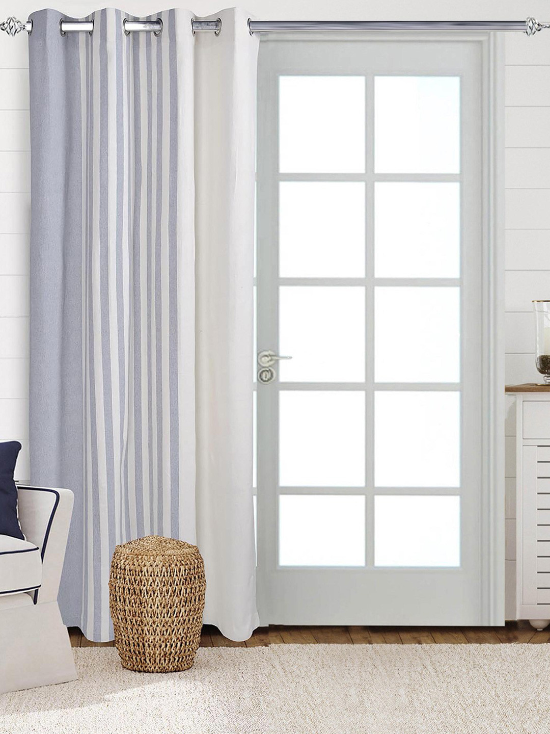 Saral Home Balanced Cotton Grey. Long Door Curtains