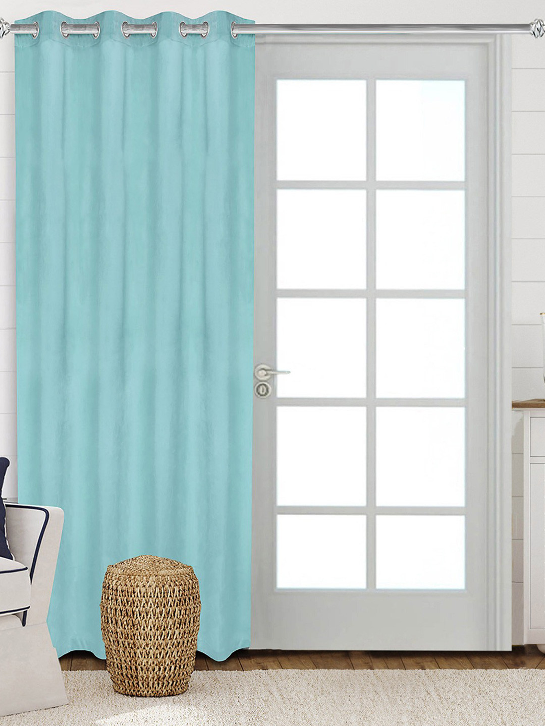 Saral Home LA CRME Set of 1 Teal Long Door Curtains