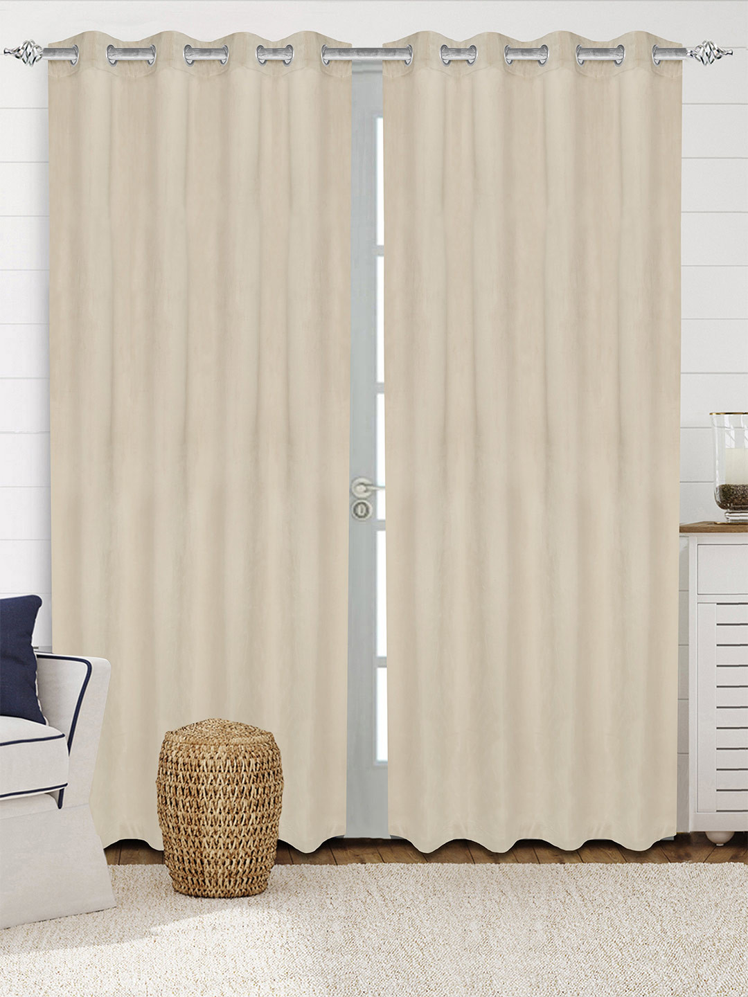 Saral Home LA CRME Set of 2 Lt.Beige Long Door Curtains