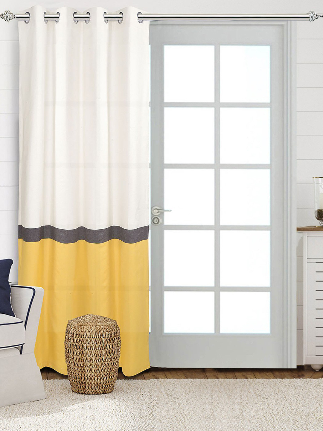 Saral Home Awning Cotton Set of 1 Yellow Long Door Curtains