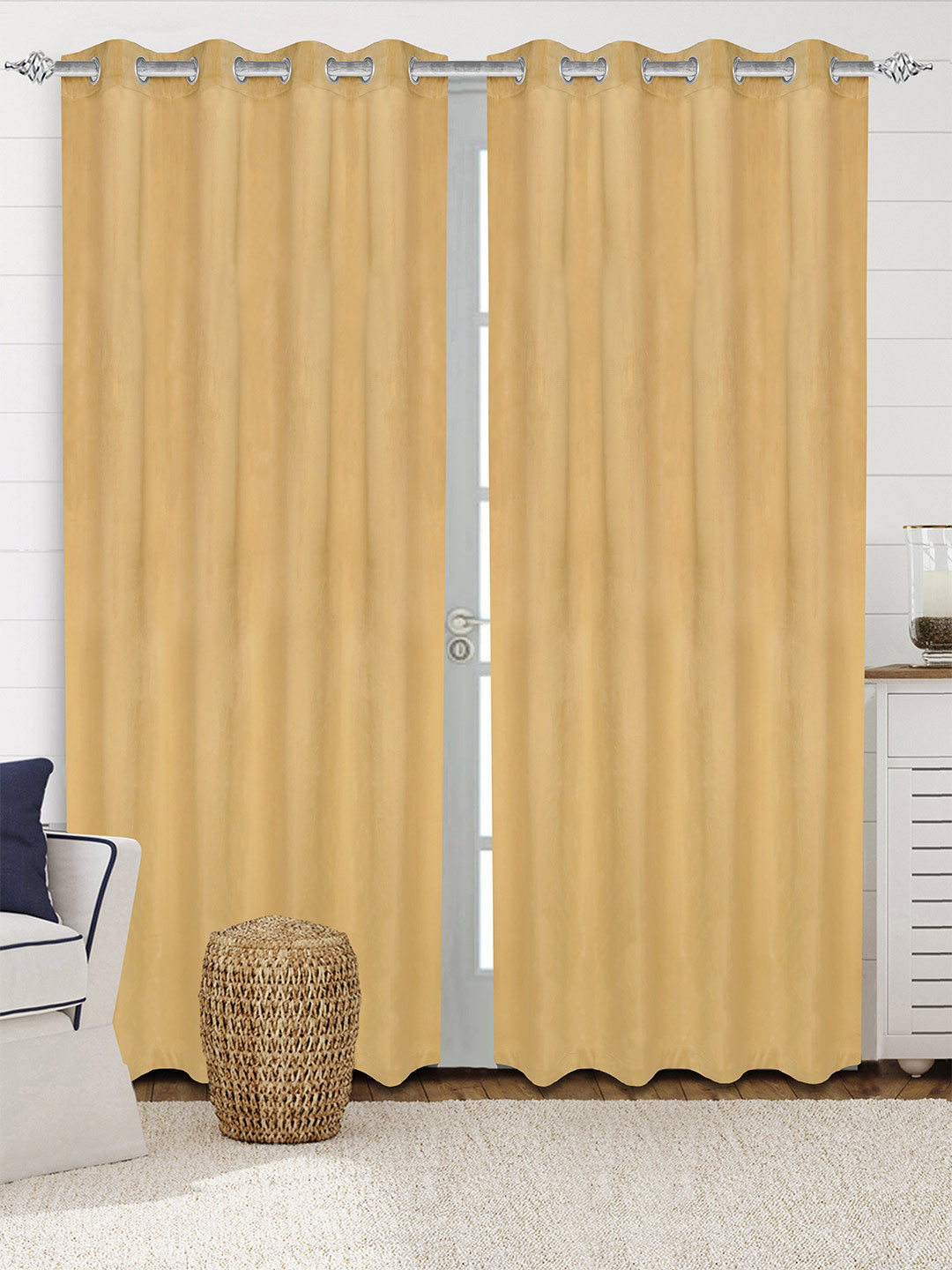 Saral Home LA CRME Set of 2 Gold Long Door Curtains
