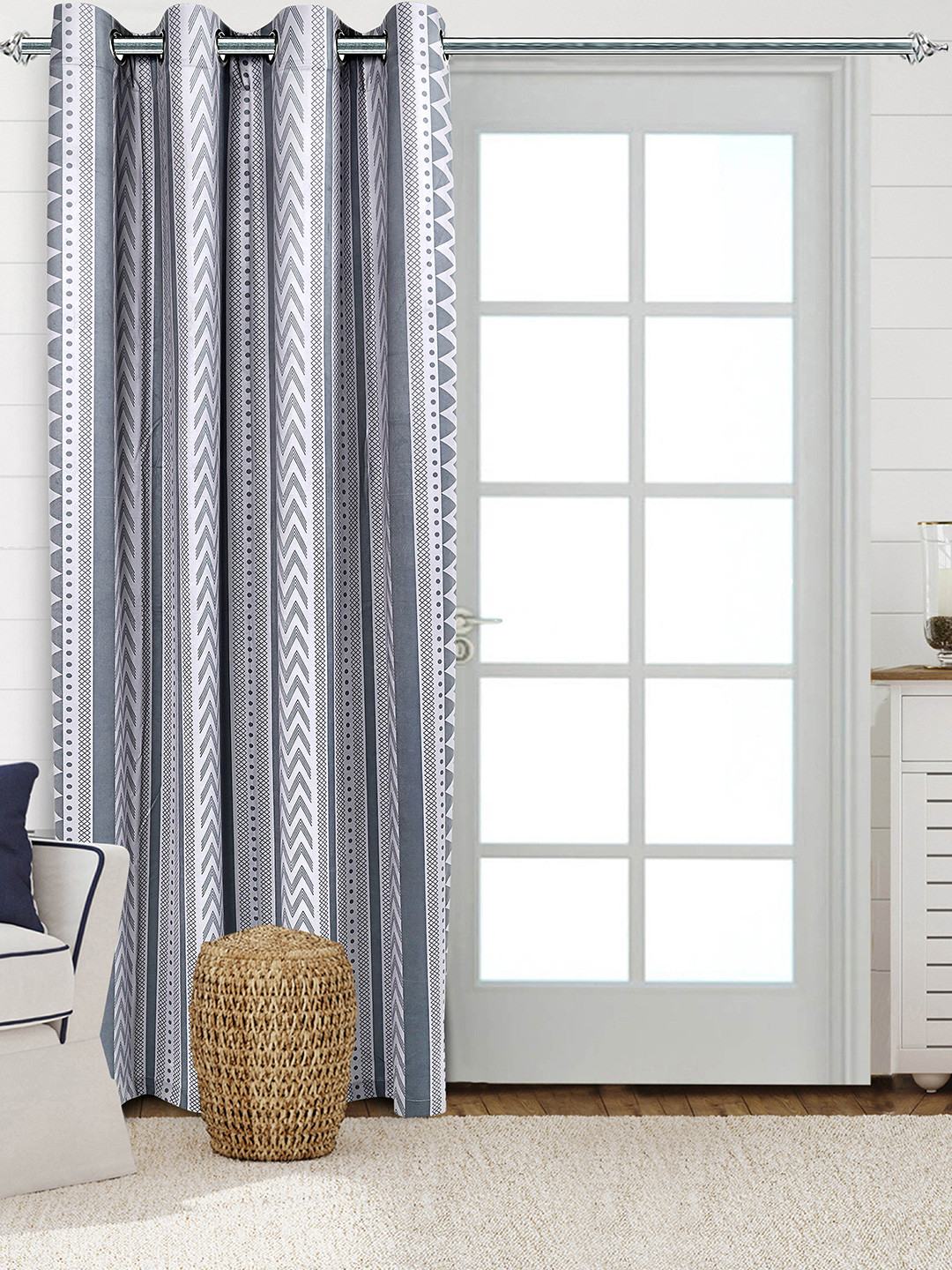 Saral Home Aveda Geometric Printed Velvet Long Door Curtains