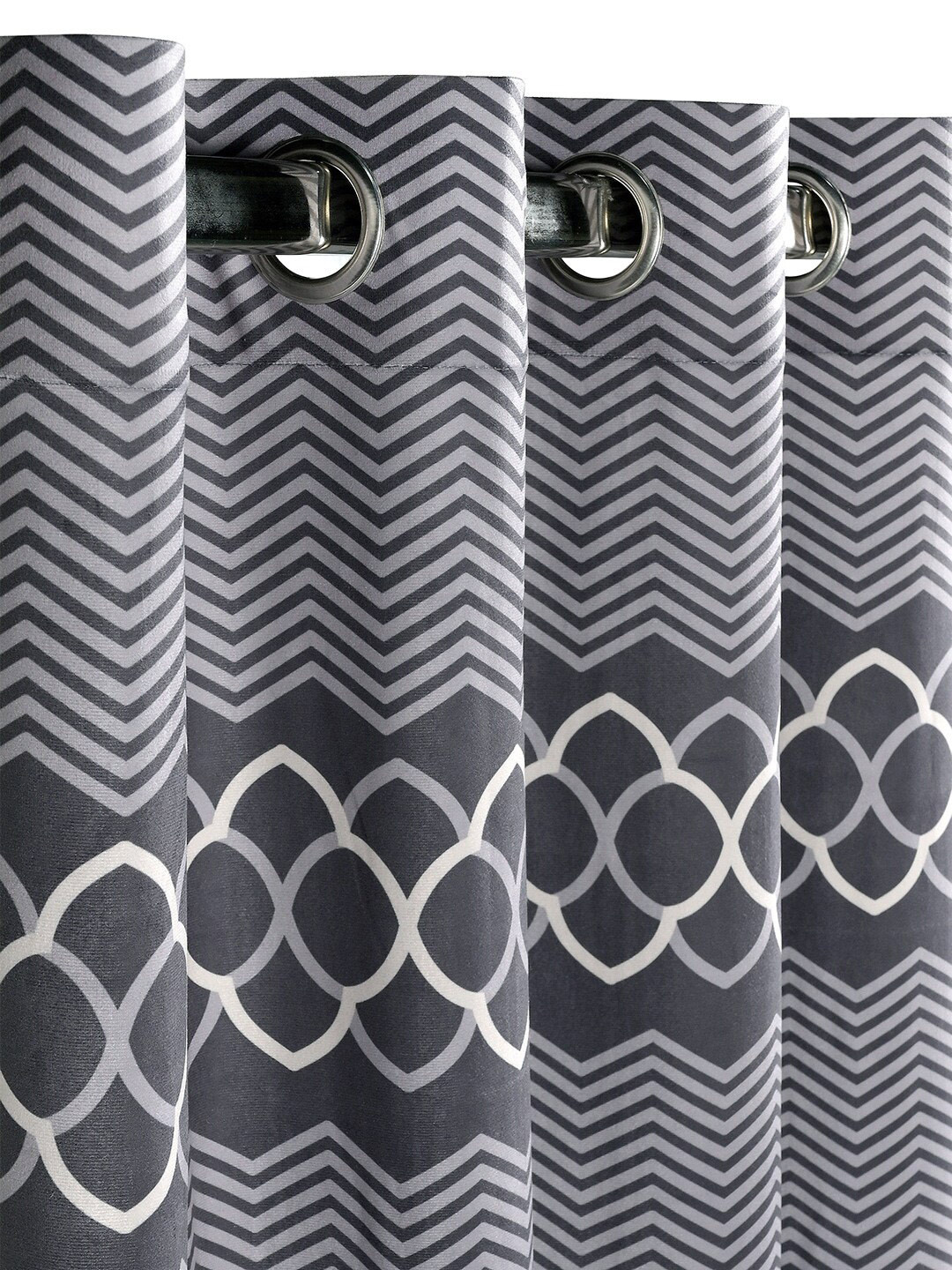 Saral Home Quite Velvet Set of 1 Dk.Grey Long Door Curtains