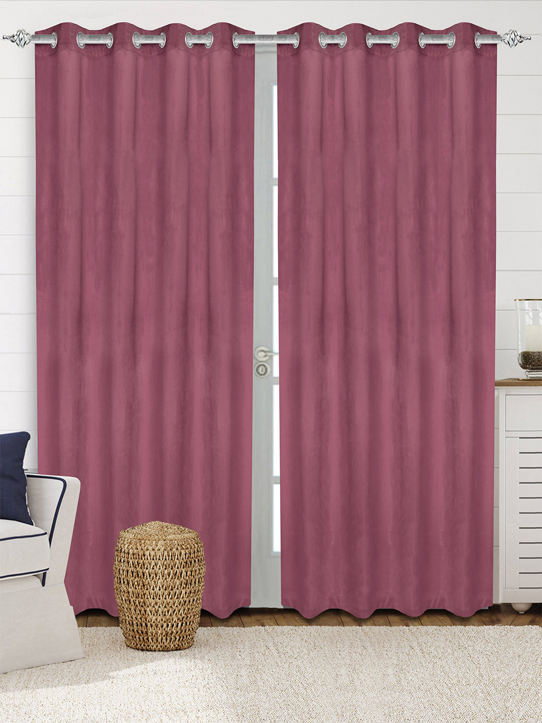 Saral Home LA CRME Set of 2Rose Long Door Curtains