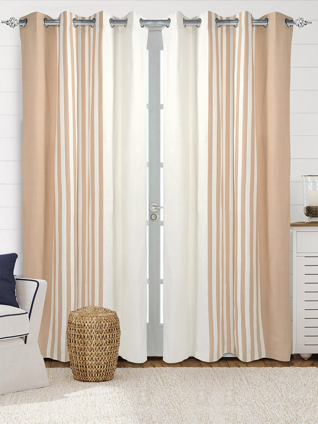 Saral Home Balanced Cotton Set of 2 Beige Long Door Curtains