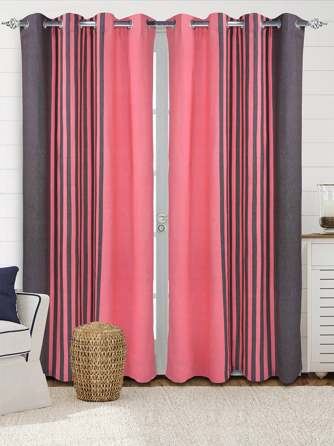 Saral Home Balanced Cotton Set of 2 Brown Long Door Curtains