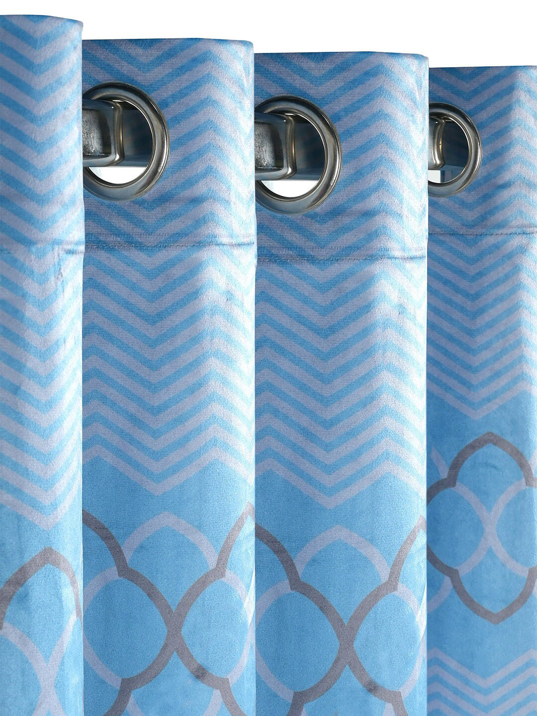 Saral Home Quite Velvet Set of 1 Lt.Blue Long Door Curtains