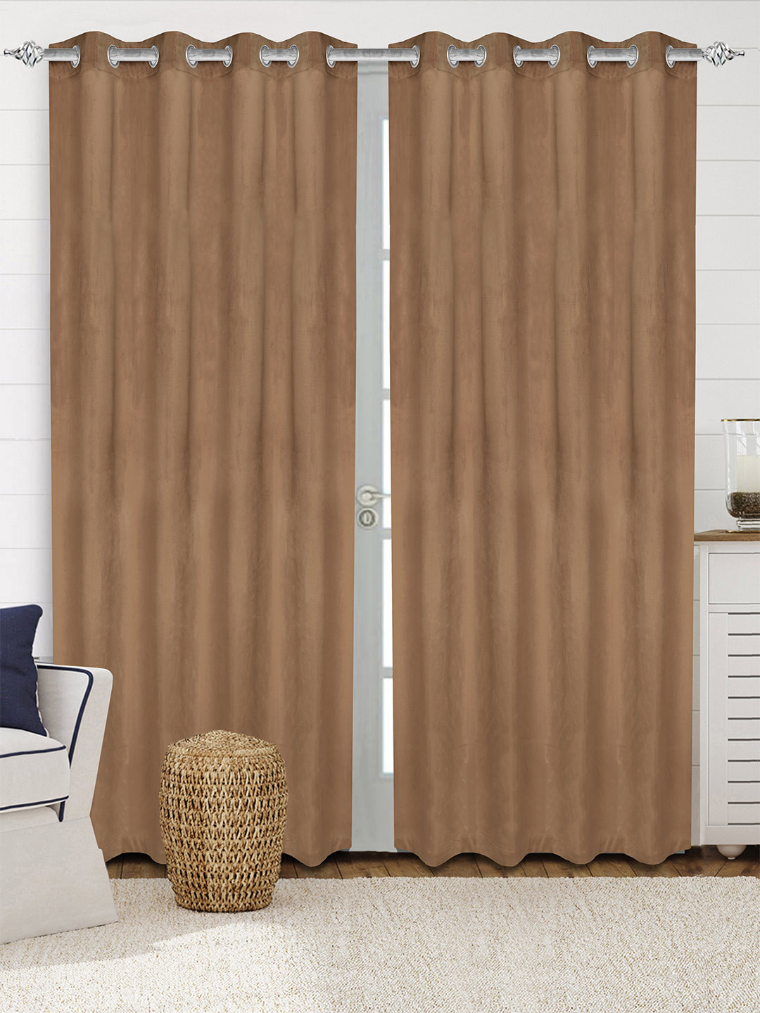 Saral Home LA CRME Set of 2 Brown Long Door Curtains
