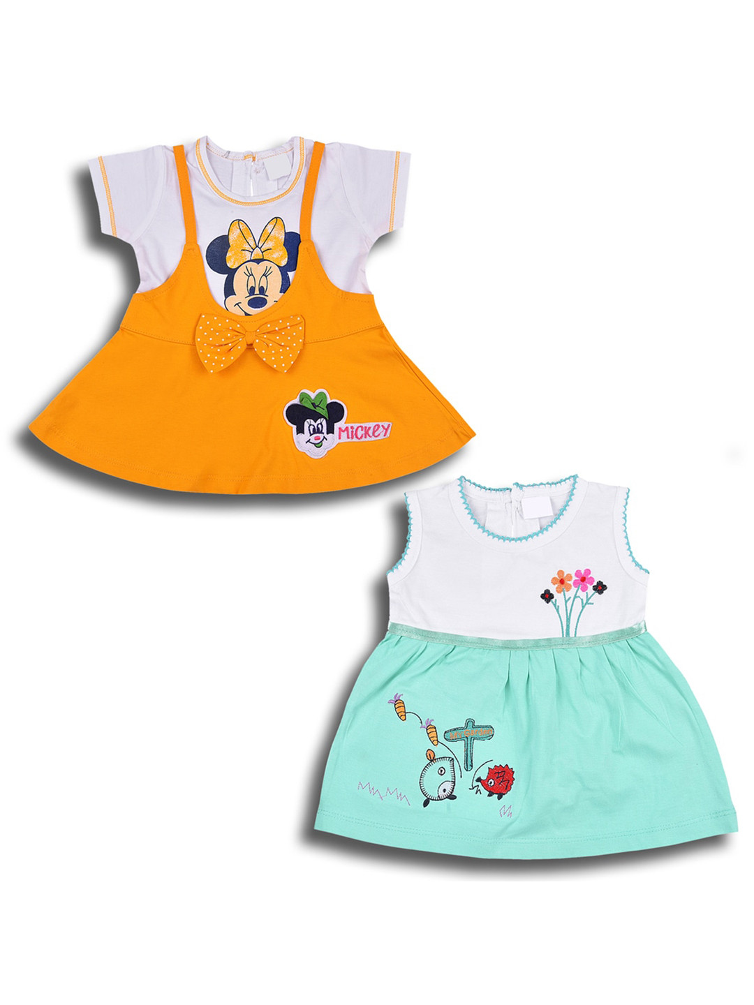 Wish Karo Girls Pack Of 2 Graphic Printed Cotton Fit & Flare Dress