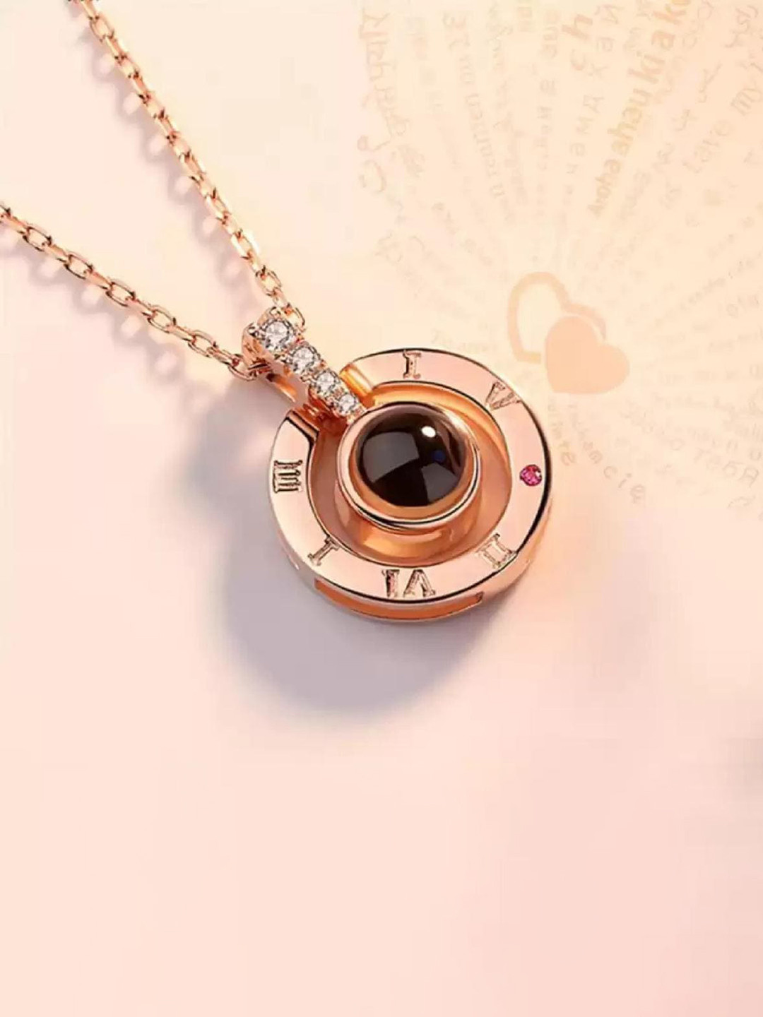 MYKI Rose Gold-Plated 100 Language Projection Pendant with Chain