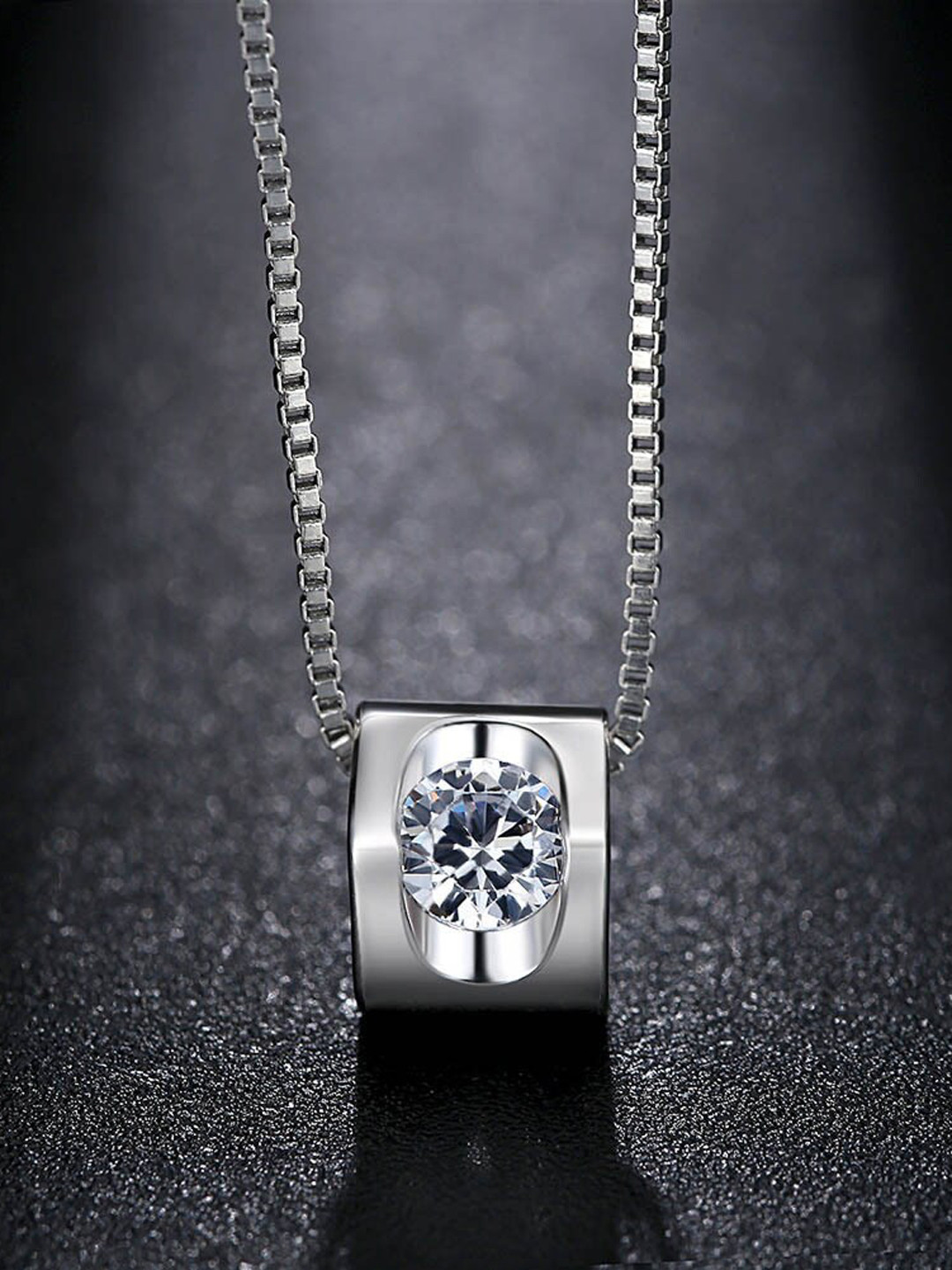 MYKI Silver-Plated CZ Studded Hollow Heart Pendant