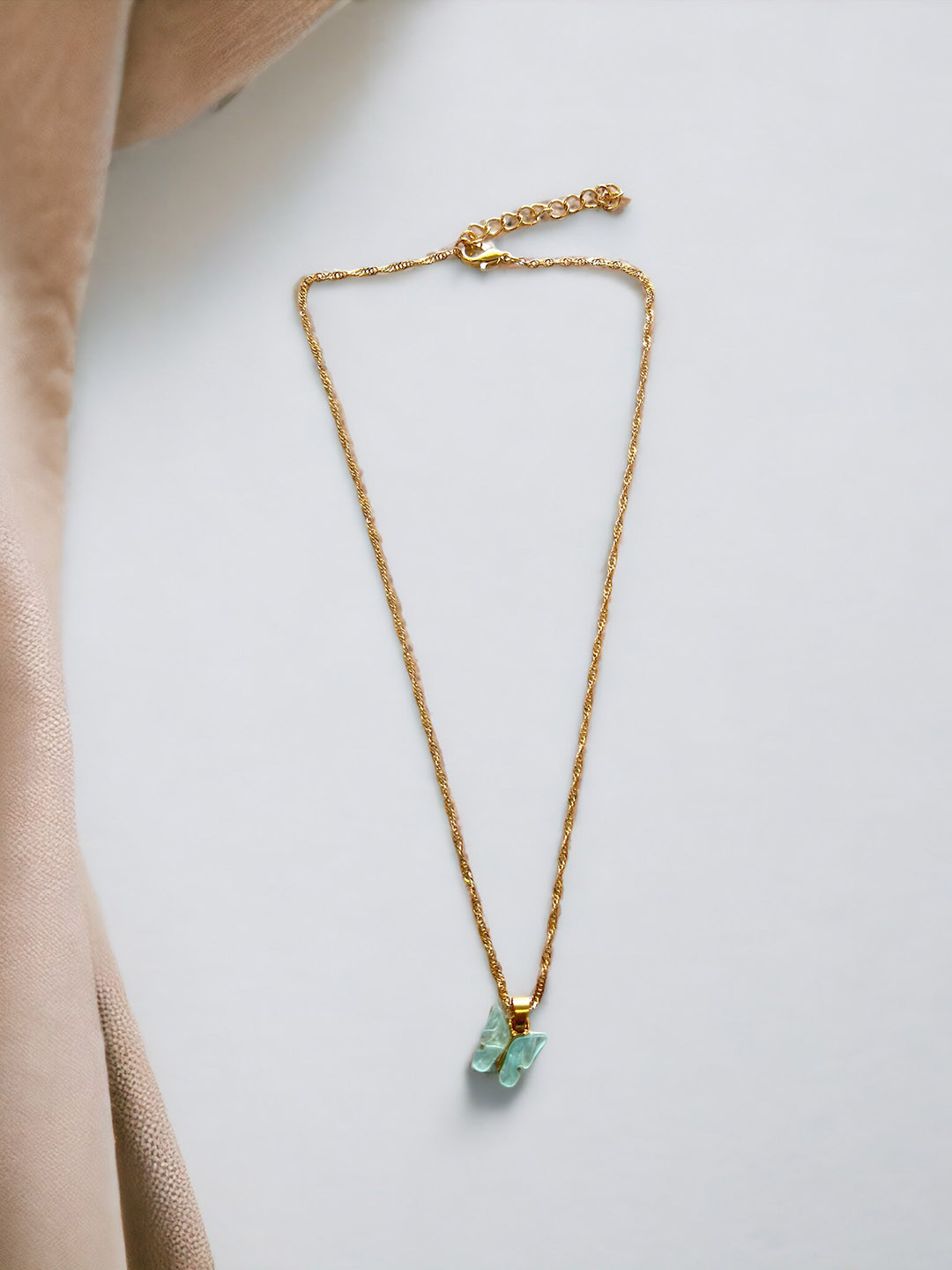 MYKI Sweet Butterfly Pendant Chain for Women & Girls (Green)