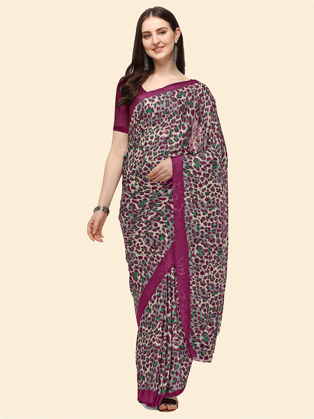 Kasak Animal Printed Poly Georgette Saree