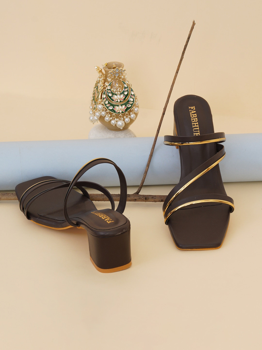 FABBHUE Cross Strap Block Heels