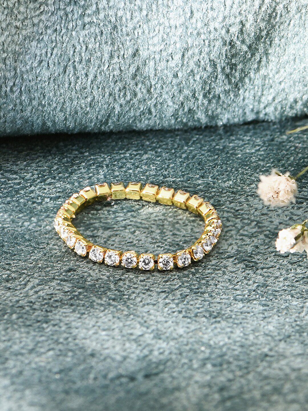 Accessorize London 14K Gold Plated Z Sparkle Tennis Ring