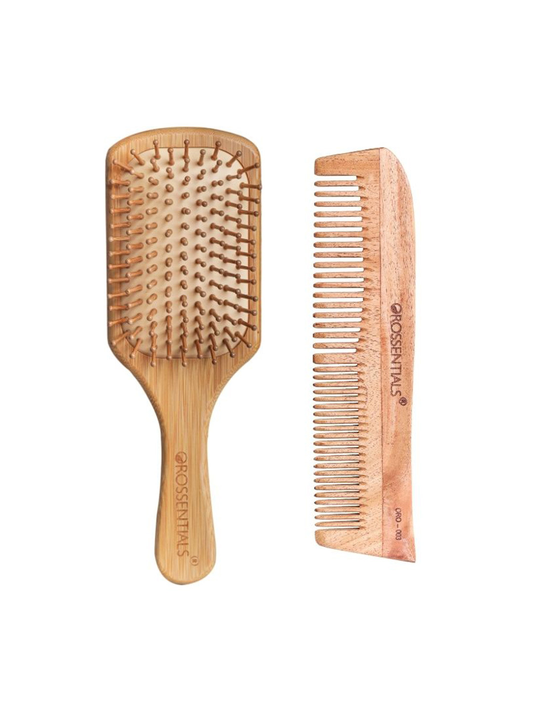 OROSSENTIALS Set Of 2 Neem Wood Hair Brushes
