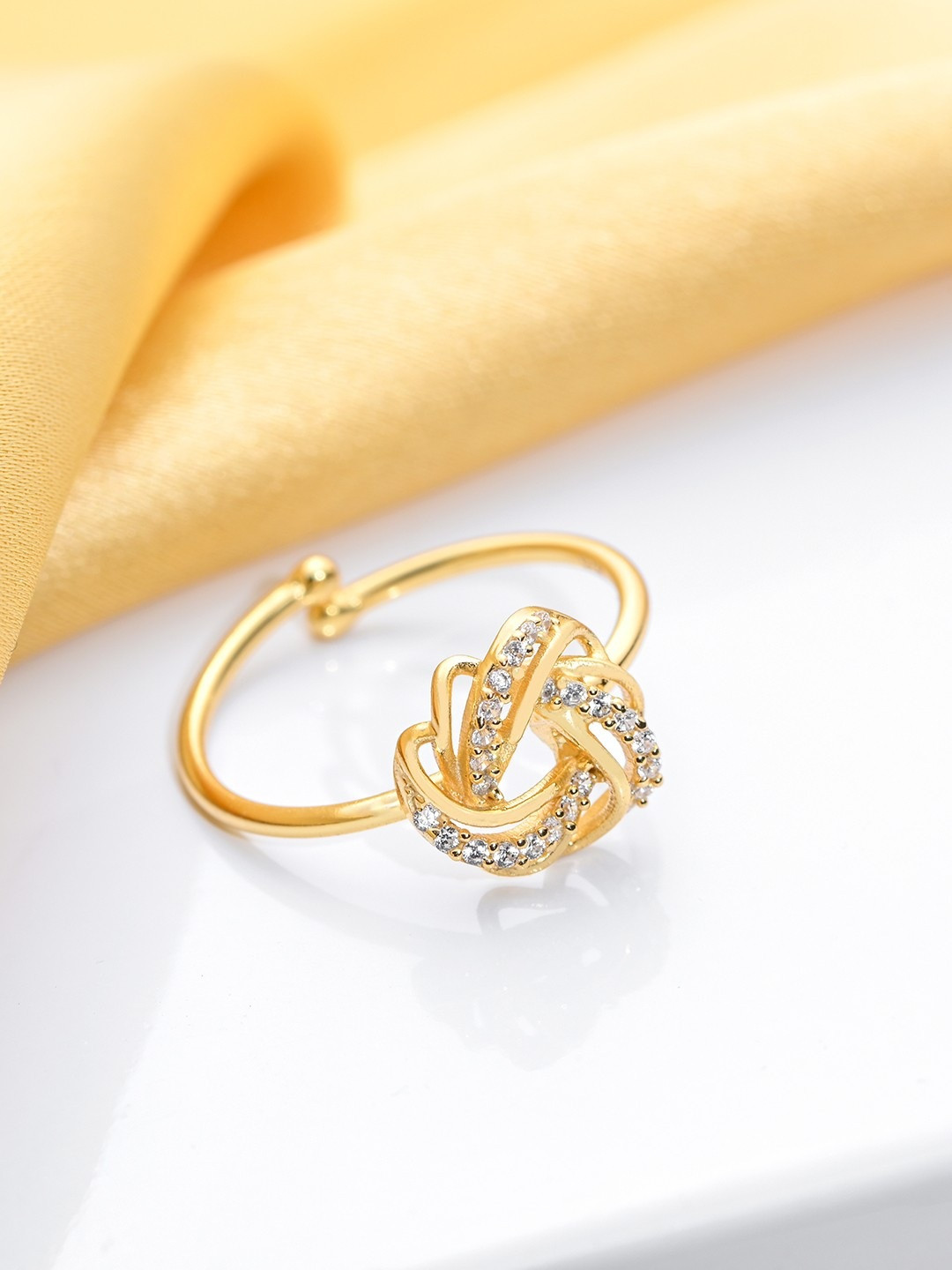Zavya 925 Pure Silver Gold Plated Finger Ring