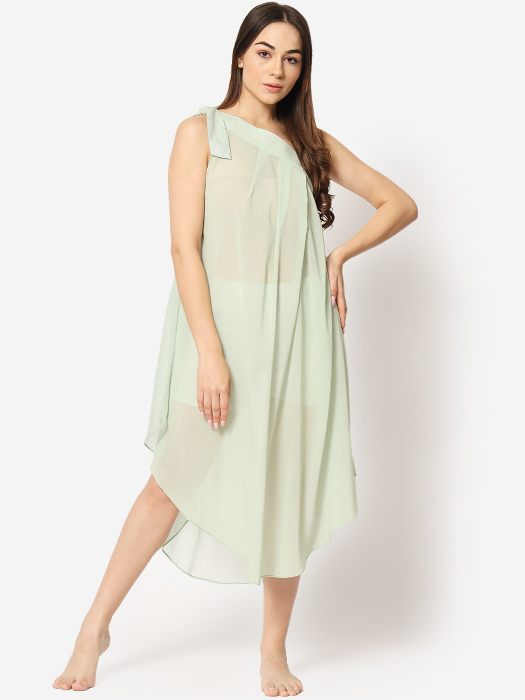 Beau Design One Shoulder Swim Cover-Up Dress