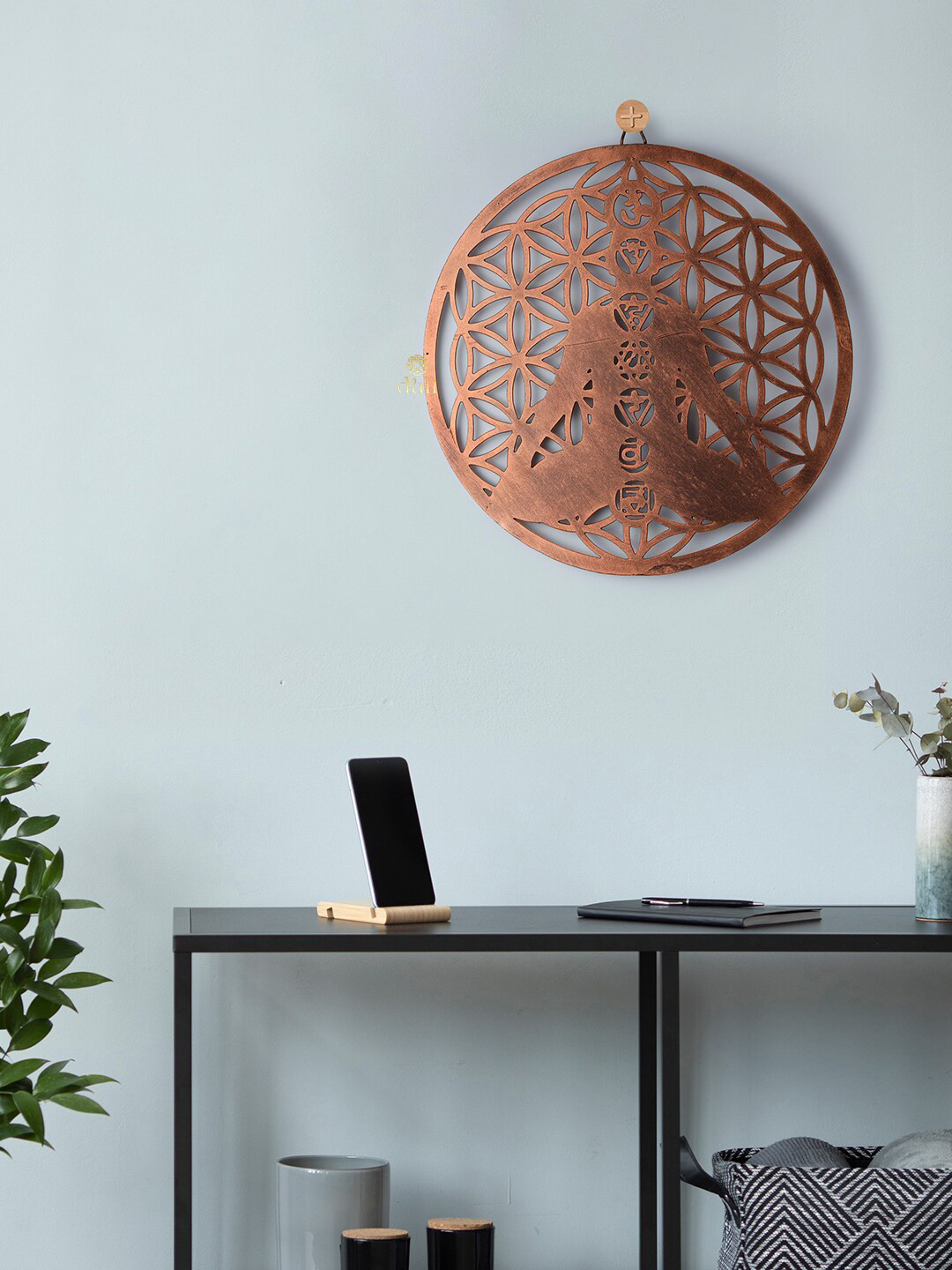 DULI Chakras Metal Floral Glossy Hanging Hall Spiritual Wall Decor-14In