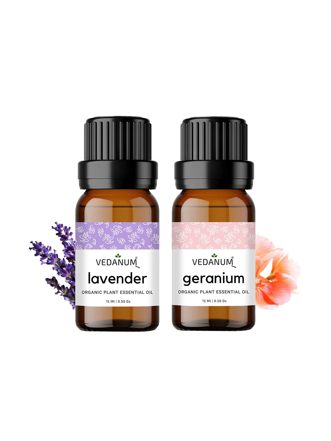 VEDANUM 2-Pcs Transparent Lavender & Geranium Aroma Oils
