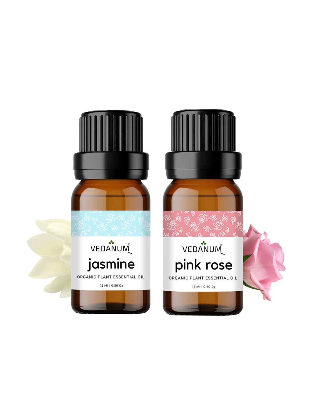 VEDANUM 2-Pcs Transparent Jasmine & Pink Rose Aroma Oils