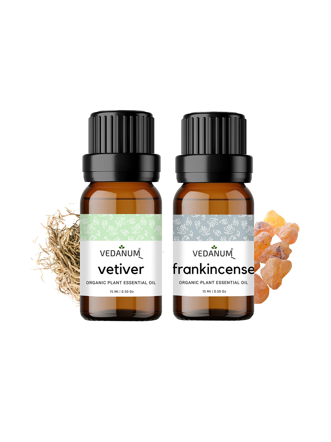VEDANUM 2Pcs Transparent Frankincense and Vetiver Essential Oil