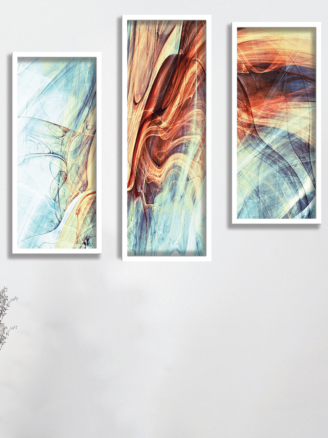 SAF Blue & Brown Abstract Framed Painting Wall Arts