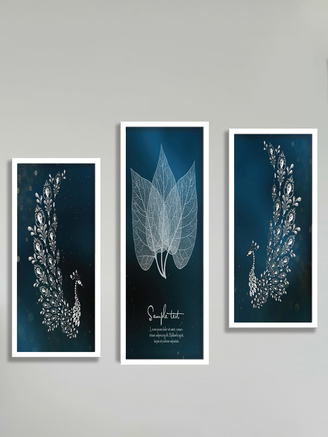 SAF Golden Art Canvas 3 Piece Wall Rectangle Paintings Wall Art