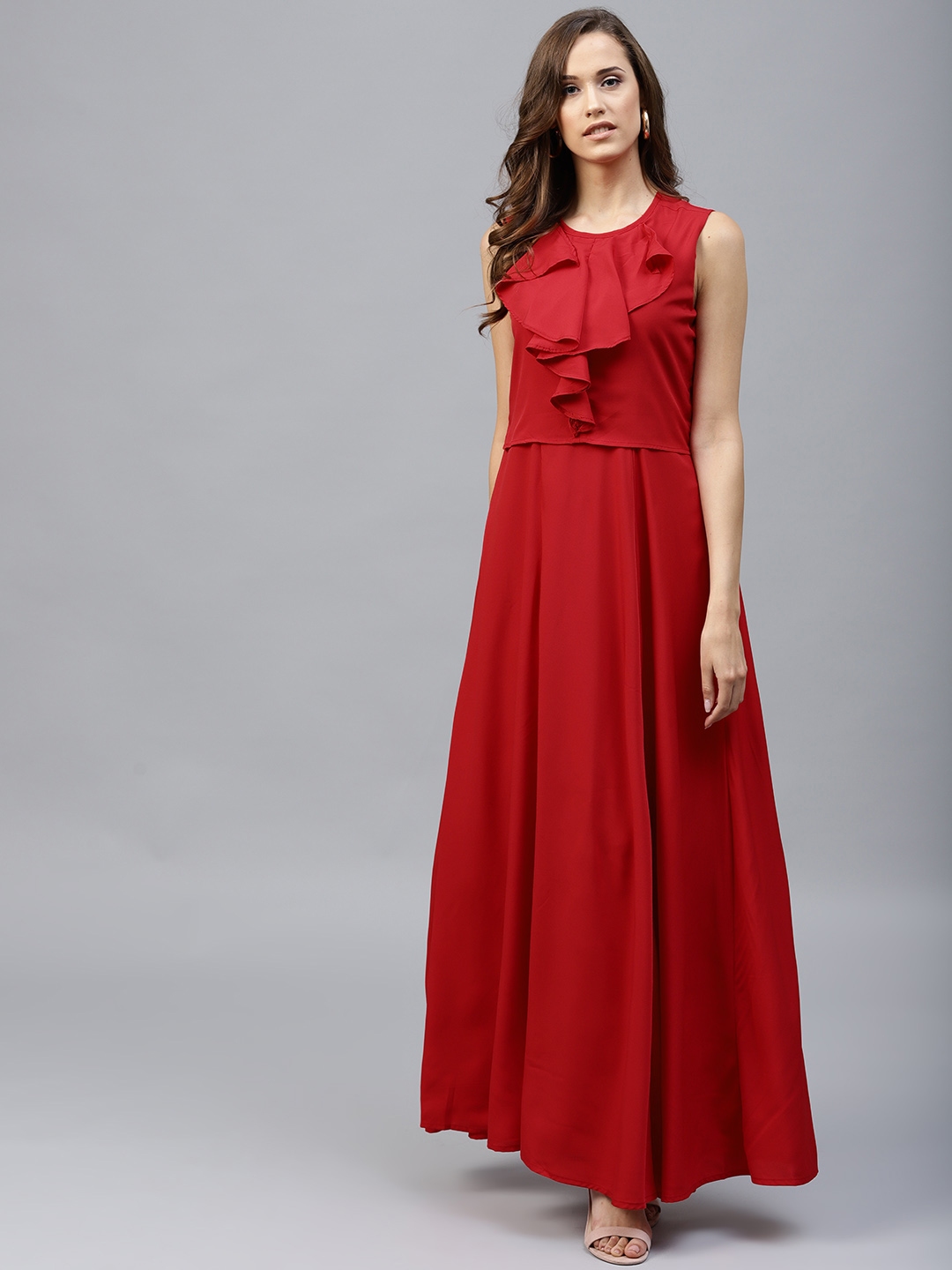 Buy Tokyo Talkies Women Red Solid Maxi Dress - Dresses for Women 2299710