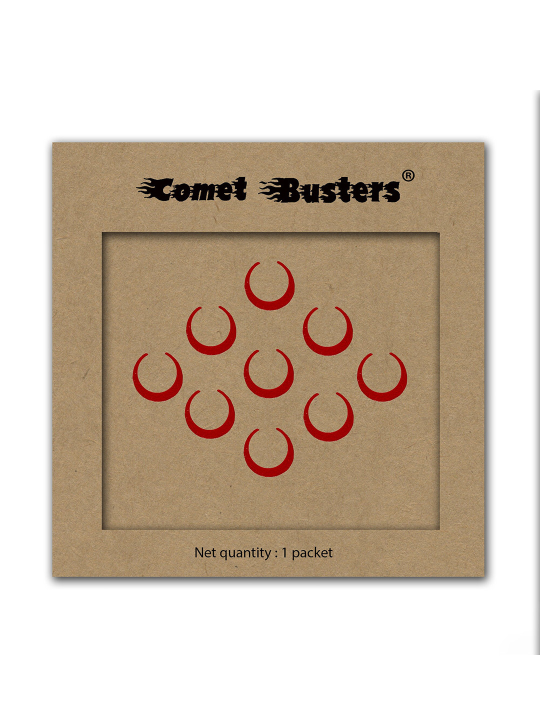 Comet Busters Red Crescent Shaped Reusable Designer Bindis - 9 Pcs