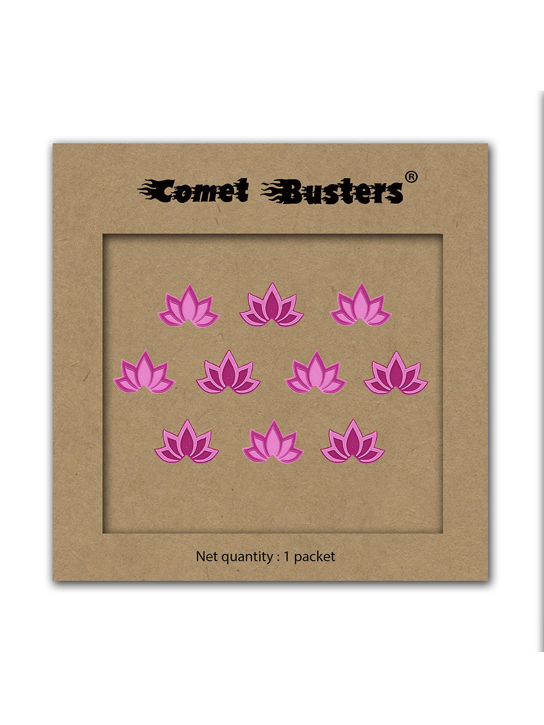 Comet Busters Pink Lotus Shaped Traditional Designer Bindis - 10 Pcs