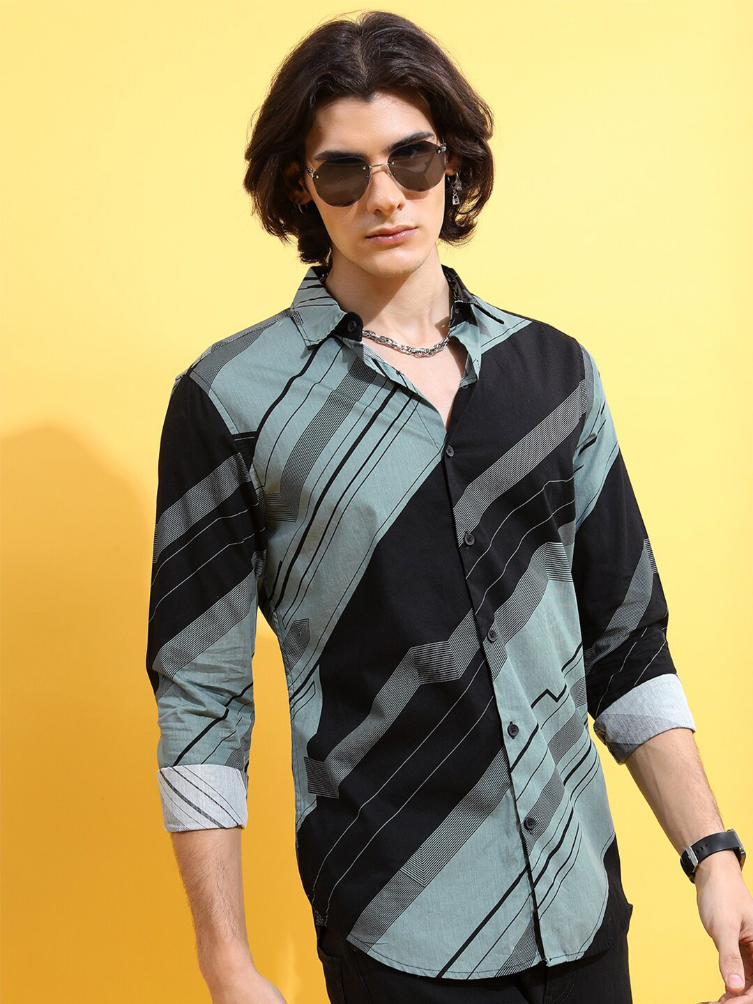 KETCH Horizontal Striped Cotton Shirt