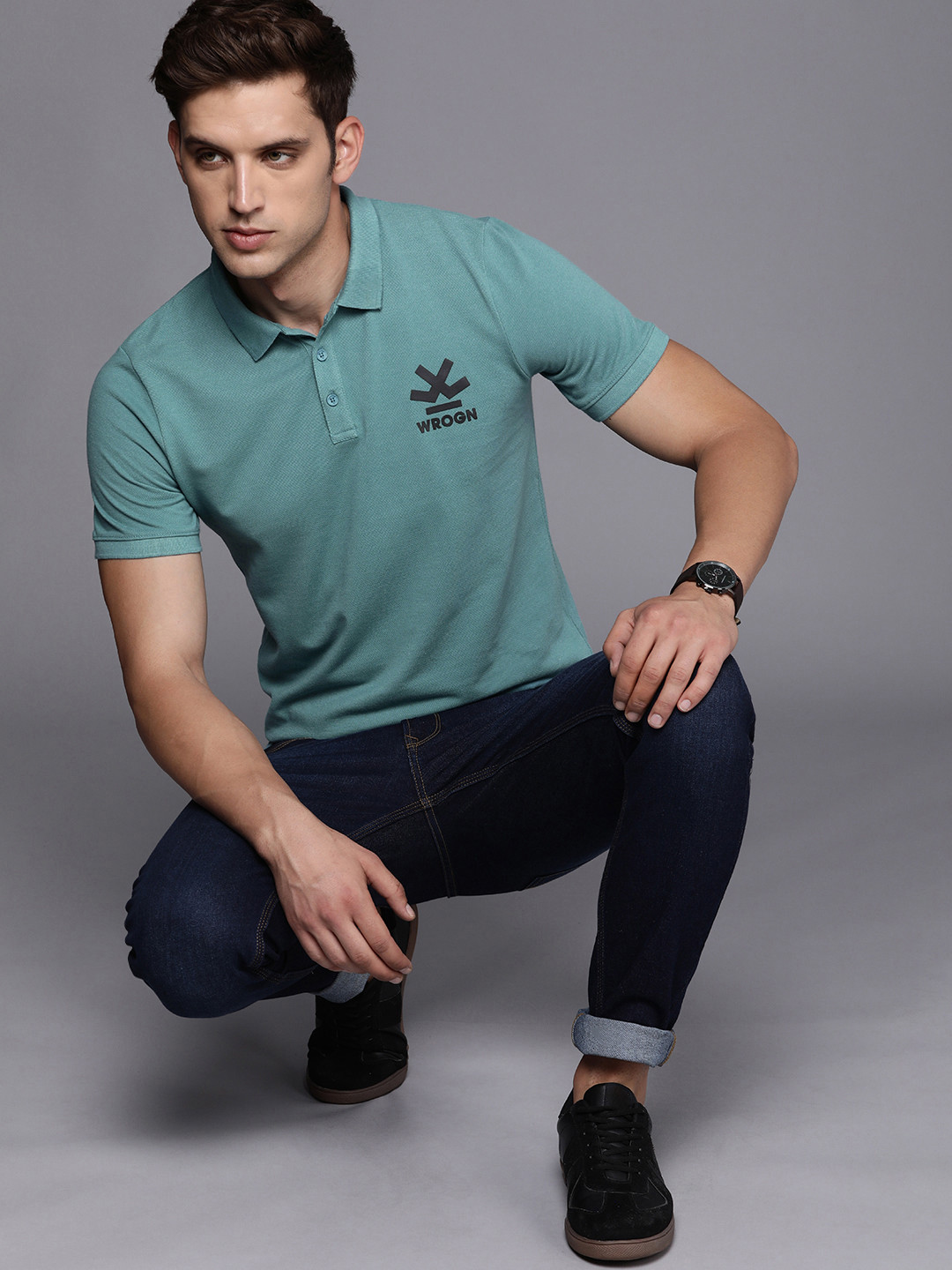 WROGN Brand Logo Placement Print Detail Polo Collar Slim Fit T-shirt