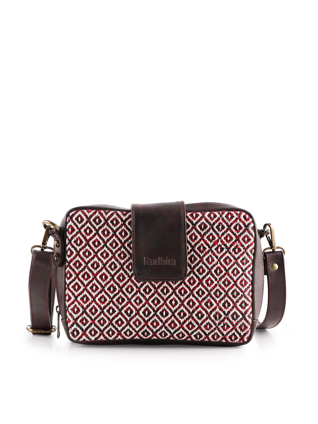 RUDHIRA Geometric Leather Structured Sling Bag
