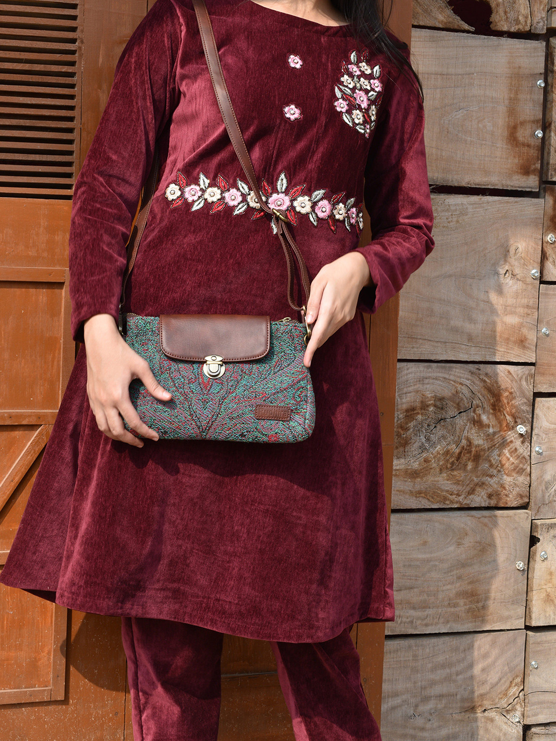 RUDHIRA Self Design Structured Sling Bag