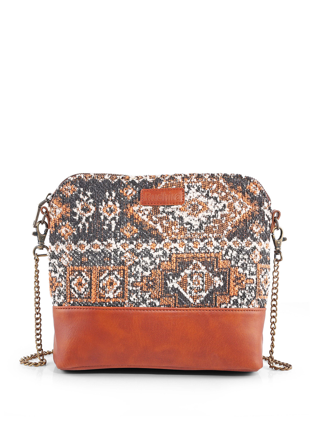 RUDHIRA Self Design Leather Structured Sling Bag
