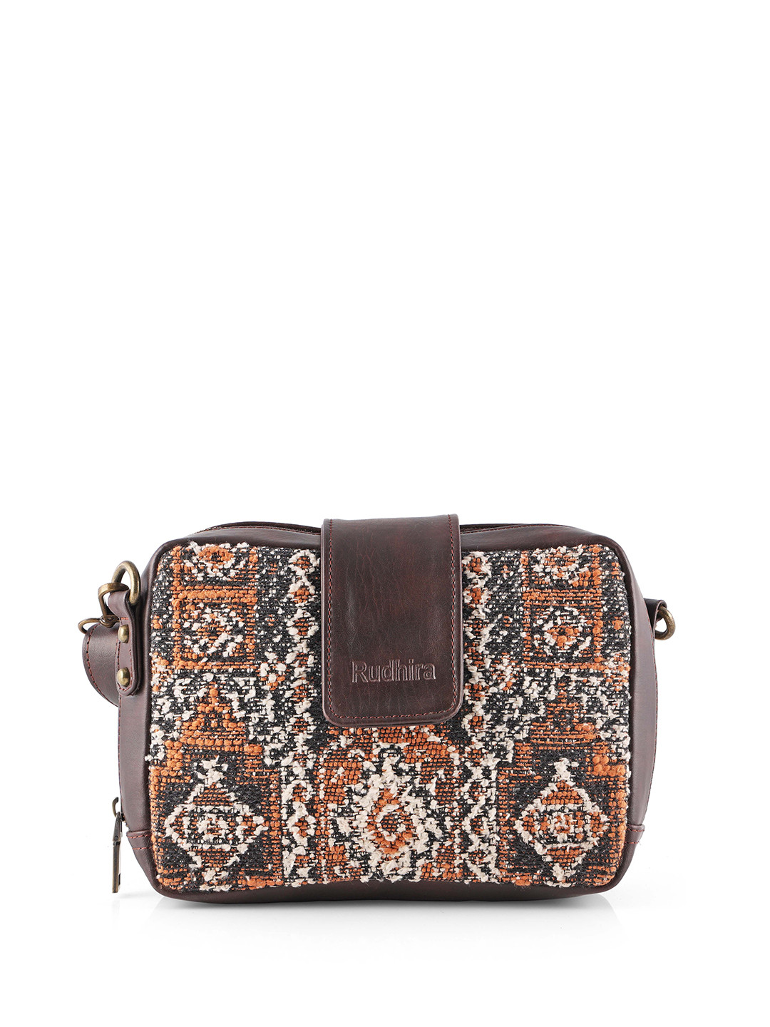 RUDHIRA Self Design Leather Structured Sling Bag