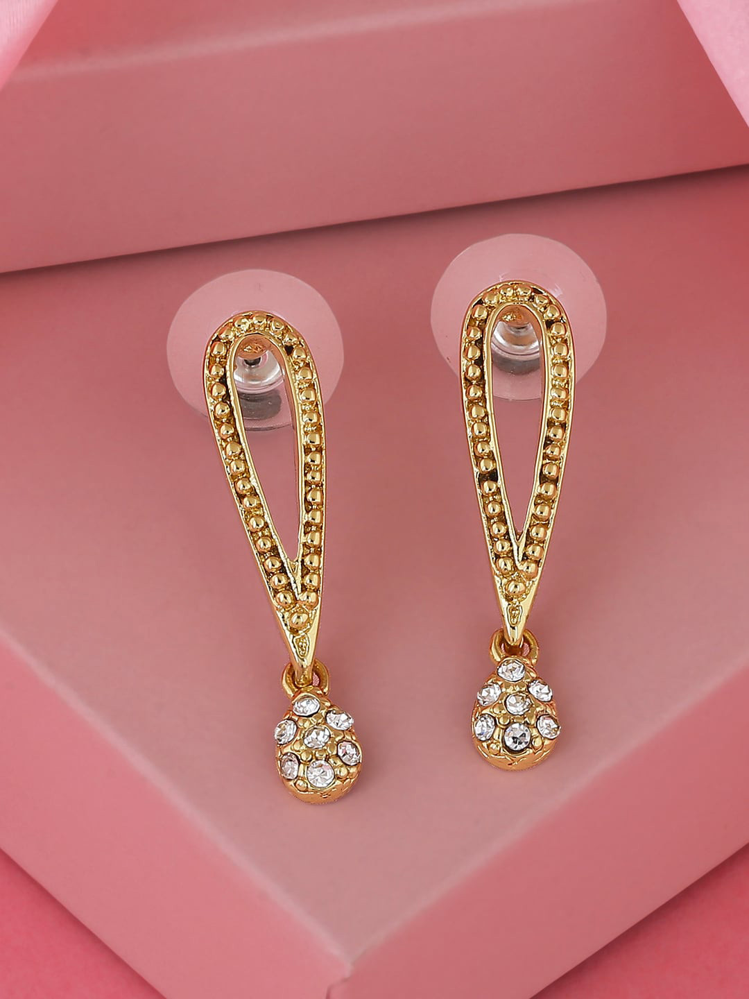 Estele Gold Plated Geometric Drop Earrings