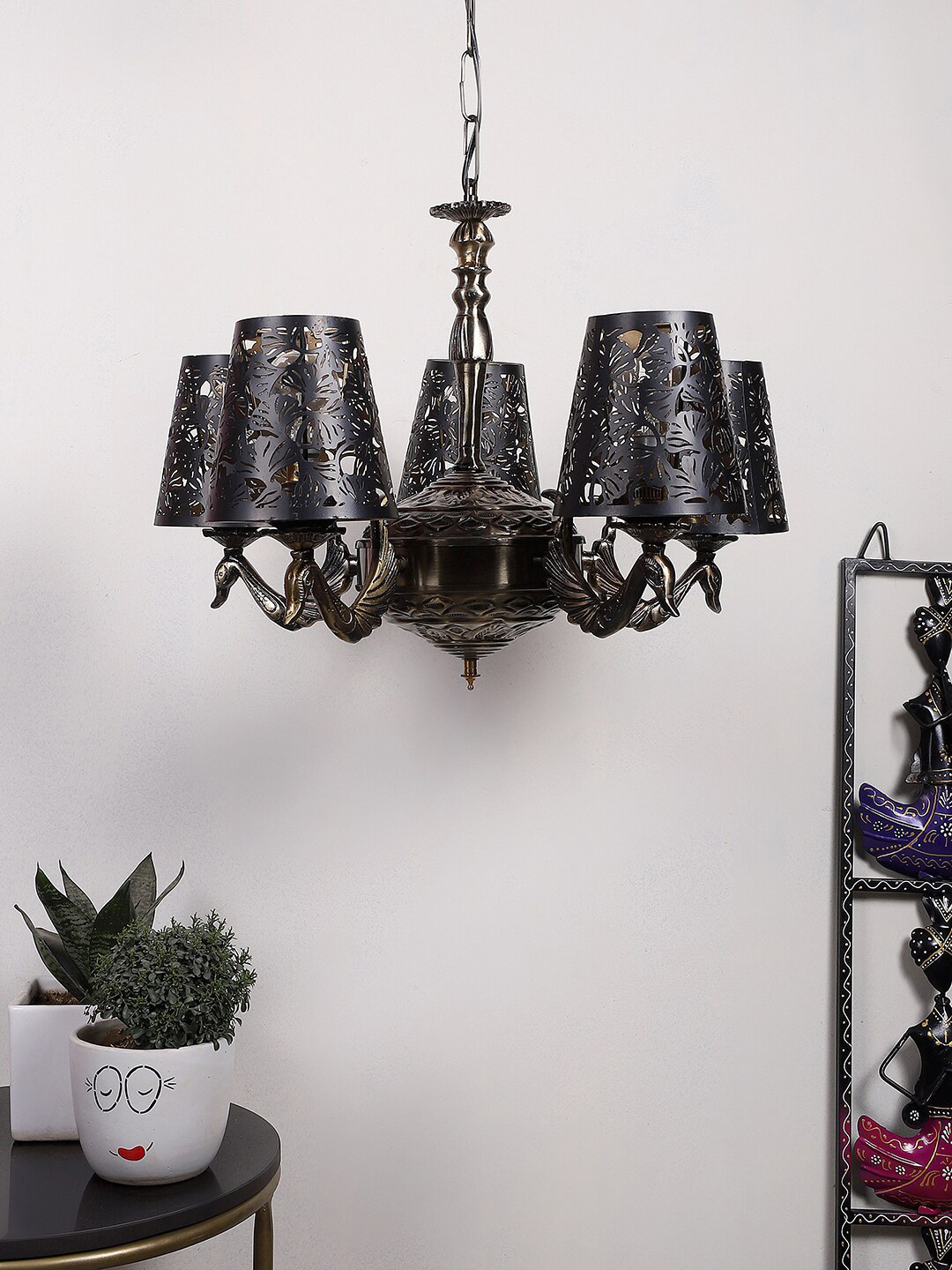 Devansh Black Textured Etching Shade Ceiling Lamp