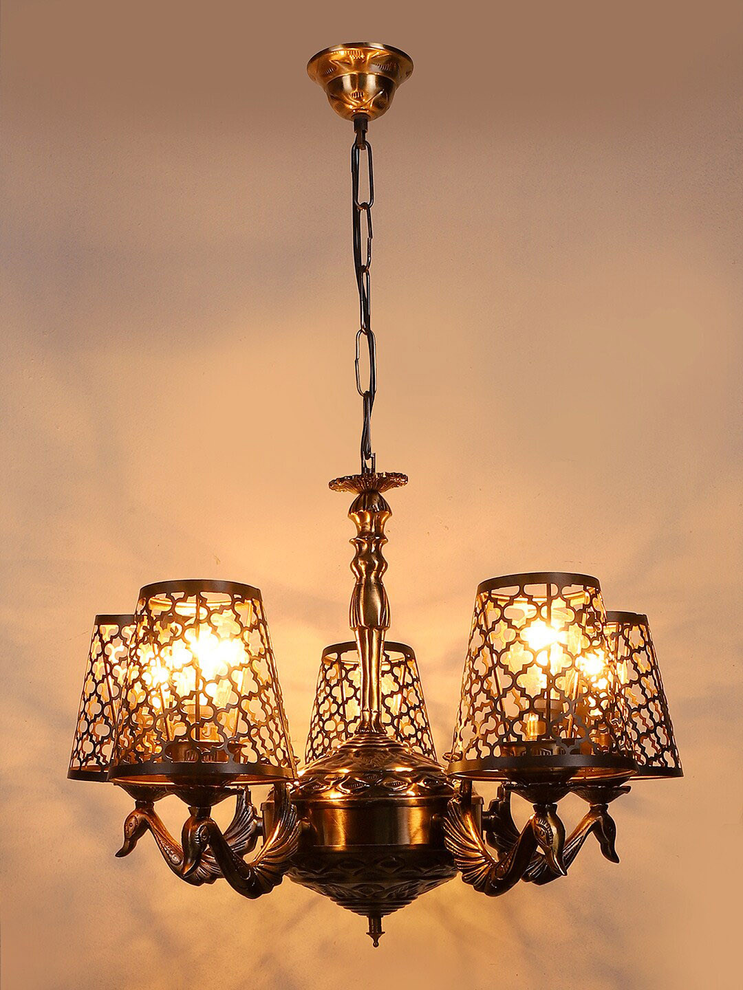 Devansh Black Textured Etching Shade Ceiling Lamp