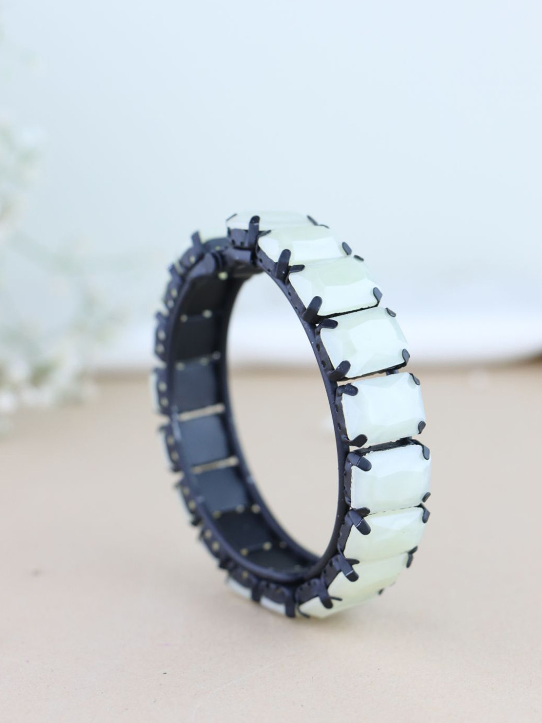 I Jewels Women Pearl Kada Slip-On Bracelet