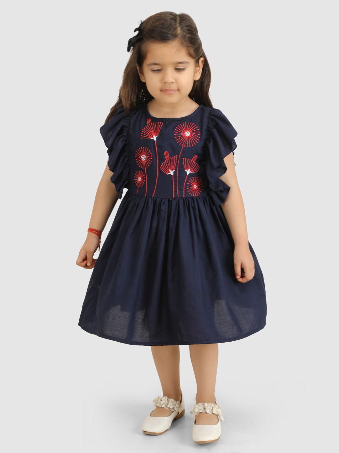 Jelly Jones Girls Embellished Flutter Sleeve Fit & Flare Dress
