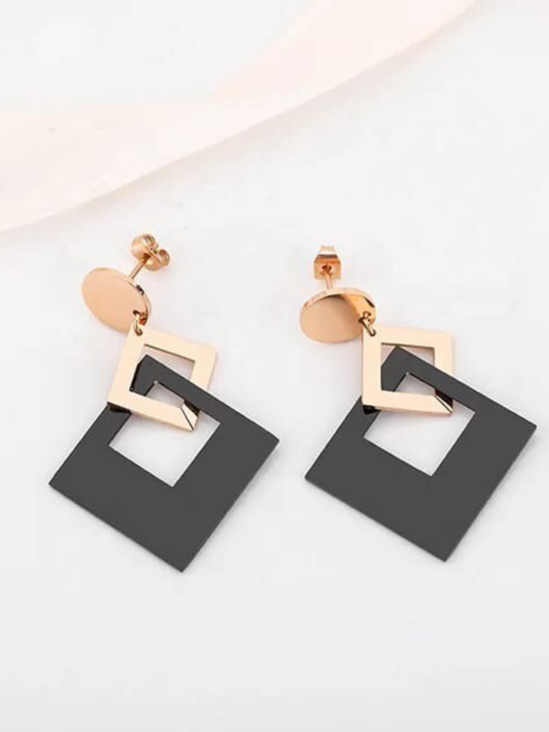 VIEN Rose Gold Plated Triangular Drop Earrings