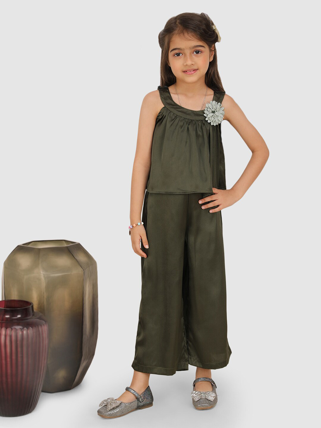 Jelly Jones Girls Round Neck Top with Palazzos