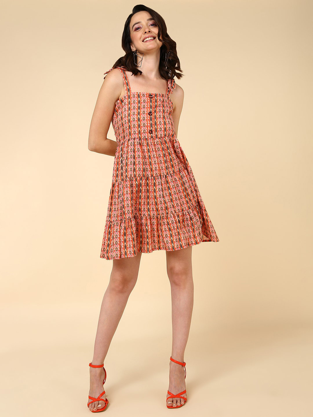 Mast & Harbour Coral Print Fit & Flare Dress