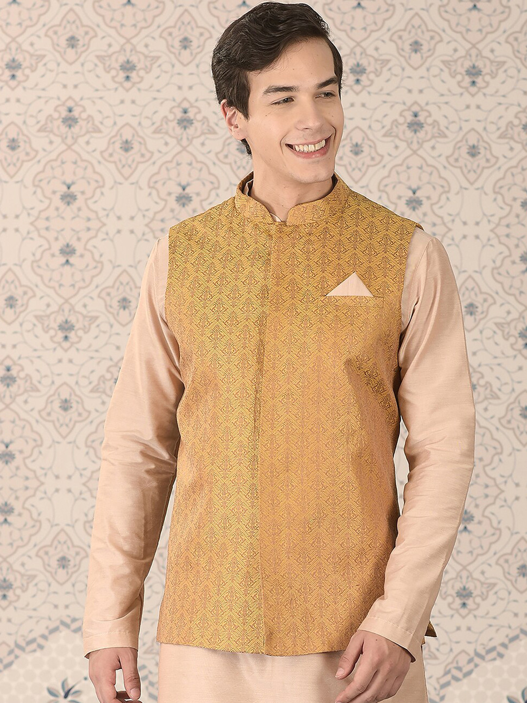 Ode by House of Pataudi Woven Design Nehru Jacket