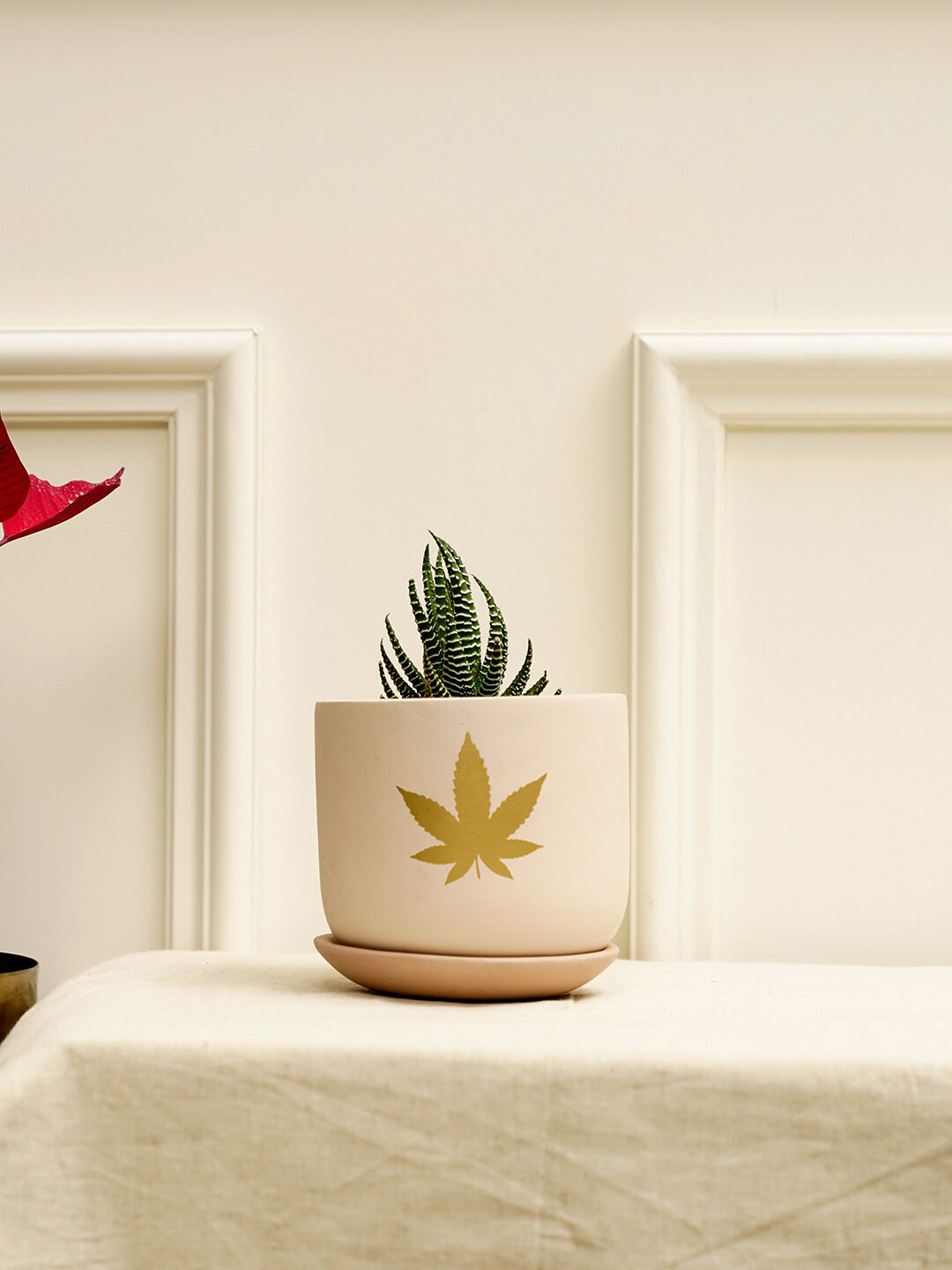 PUREZENTO Beige Printed Jeanie Planter