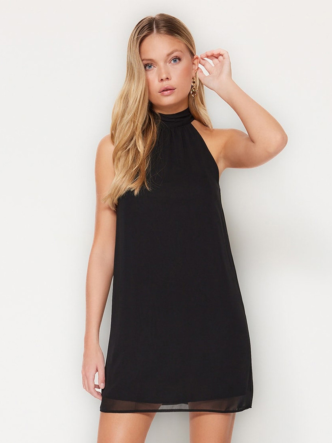 Trendyol Choker Neck A-Line Mini Dress